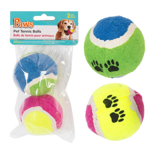 PAWS. 2-pc 2.5" Printed Pet Tennis Balls, in a bag,(CS)