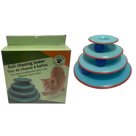 PAW CLUB' JOUET POUR CHAT/ PLASTIC CAT TOY - BALL CHASING TOWER 9.75" X 5"