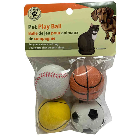 PAW CLUB' JOUET POUR ANIMAUX PAQ. DE 4/pc PET PLAY BALLS