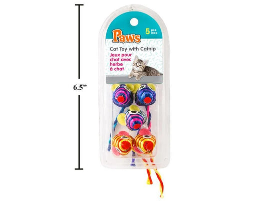 PAWS 5-pk Cat Toy w/Catnip Clamshell