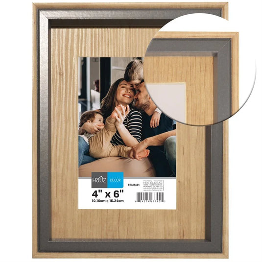 FRAME LIGHT WOOD LOOK WITH GREY BORDER 4X6