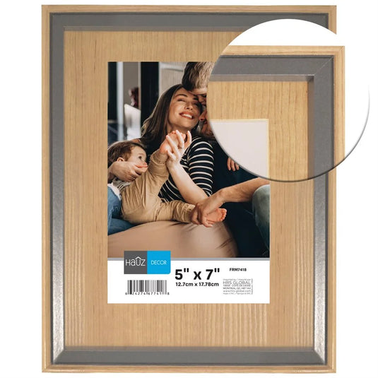 FRAME LIGHT WOOD LOOK WITH GREY BORDER 5X7