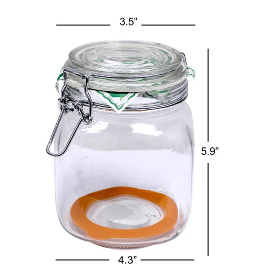 Hermetic Square Jar with Lock Lid 6IN
