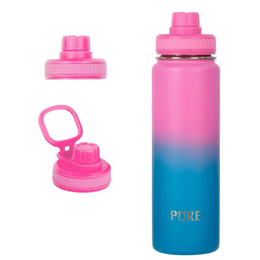 PURE 720ml Thermal SS Bottle w/ Spout Lid&Handle,Ambient Pink,tag