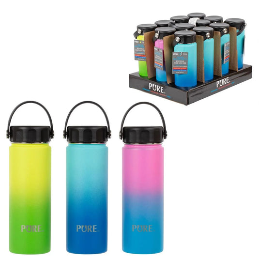 PURE 600ml Thermal SS (18/8) Bottle w/ Carrying Handle