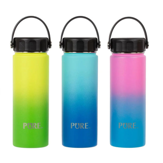 PURE 600ml Thermal SS (18/8) Bottle w/ Carrying Handle