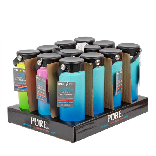 PURE 600ml Thermal SS (18/8) Bottle w/ Carrying Handle