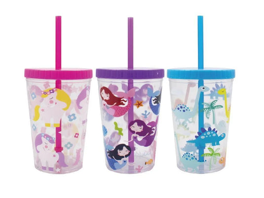 Luciano 16oz. Single Wall Kids Tumbler w/Straw