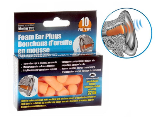 H.E.Master Pro, 20-PC Foam Ear Plug CBX, Orange, 1.3cm x 2.4cm,