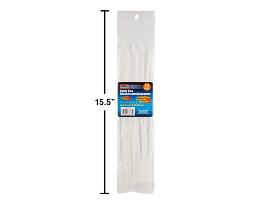 H.E.Master Pro, 15 pcs Cable Ties, 4.8mm x 12", White, pbh