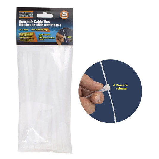 H.E. Master Pro, Reusable Cable Ties 25-PC, 8mmx7.8", Header card