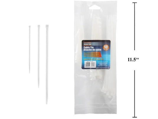 Master Pro 60-pc. 3-Size Cable Ties White, pbh
