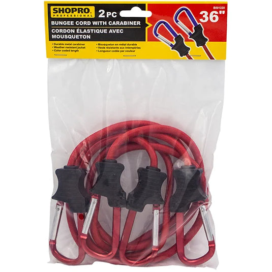 Bungee Cord w/Carabiner 2Pc
