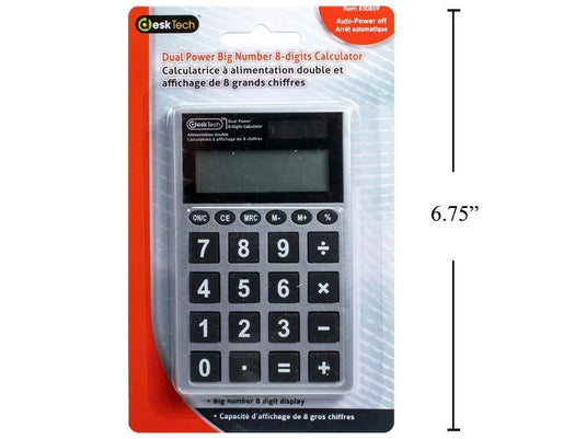 Desk Tech Dual Power Big Number 8-Digits Calculator, b/c