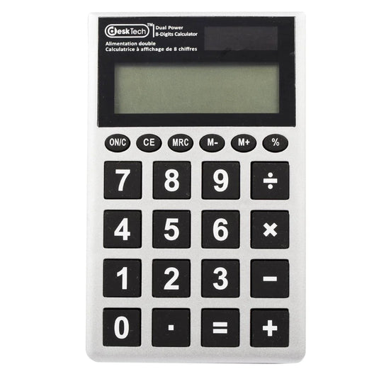 Desk Tech Dual Power Big Number 8-Digits Calculator, b/c