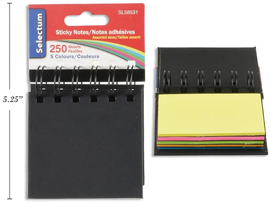 STICKY NOTES IN COIL BOOK SIZES 250 TOTAL SHTS 1.5X5CM + 7.5X5CM