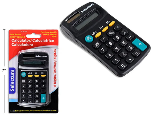 8 DIGIT SOLAR & BATTERY DUAL CALCULATOR (1X AA BATTERY NOT INCL.)