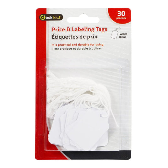 Desk Tech 30 ps White hang tags Blister pack
