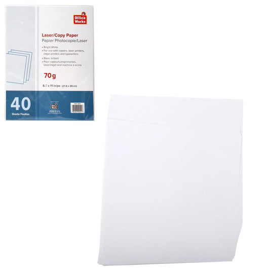 40 Sheets 8.5x11 Inch Bright White Laser / Copier Paper