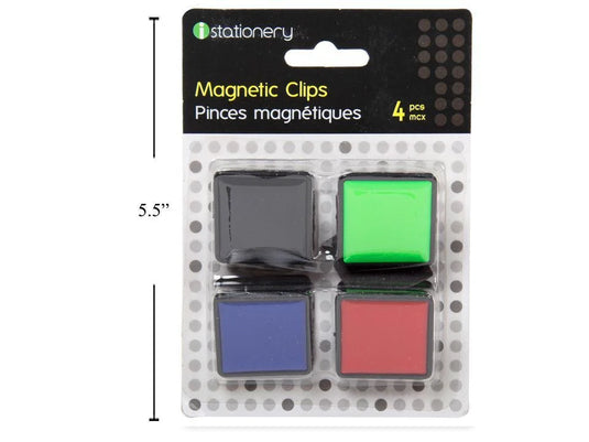 iStationery 4 Pcs Magnet Art clips Neon Grn, Blue, Red, Blk