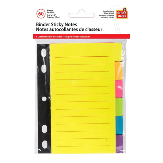 O.WKs. 60 Sheet/6 index tabs Ruled Sticky Notes, PBH