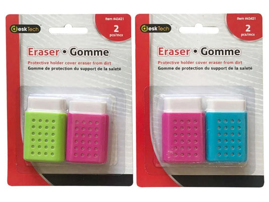 Desk tech Plastic Eraser, 2pk blister card