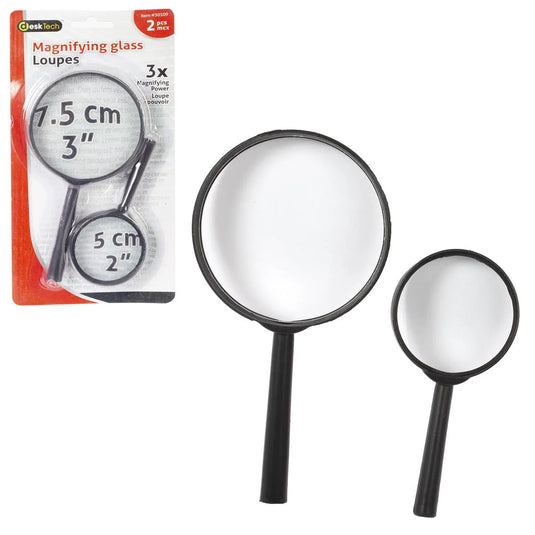 Desk Tech 2pc Magnifying glass 1x75mm; 1x50mm, Blister card