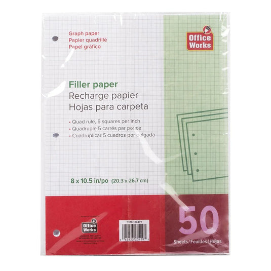 O.WKs. 50-sheet 8x10.5" 1/5" Graph Paper