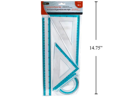 Desk Tech 4pc Geometric Ruler Set, pbh