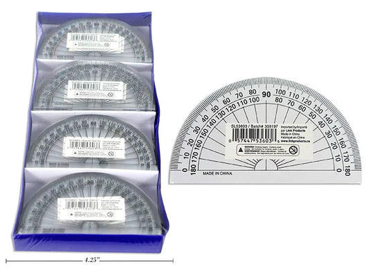 4" PROTRACTOR CLEAR PLASTIC (DISPLAY BOX)