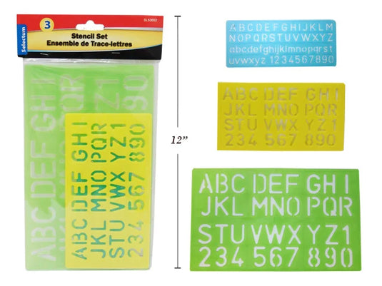 3 PC STENCIL SET, 3 ASST SIZES (22.8X13CM) ( 25X15CM ) ( 15.6X6.5CM )