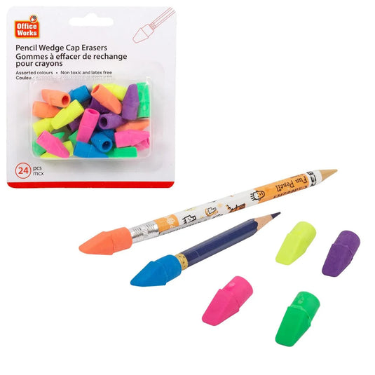 O.WKs. 24 pcCap Erasers pack in a blister card