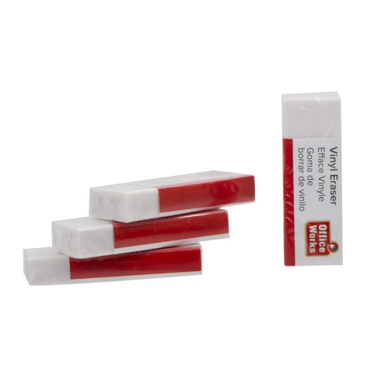 O.WKs. 4-pc White Vinyl Eraser, b/c (HZ)