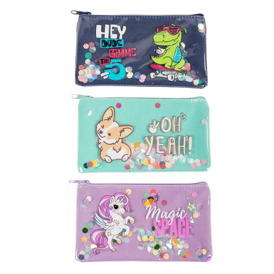 O.Wks.Sequin Shaker Pencil Case, Opp+hangtag