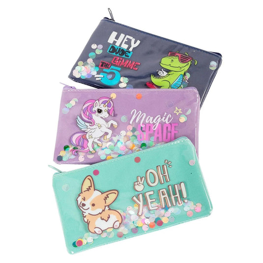 O.Wks.Sequin Shaker Pencil Case, Opp+hangtag