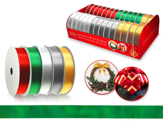 Seasonal Décor: Poly-Satin Ribbons 5/8" x 4yd Rolls