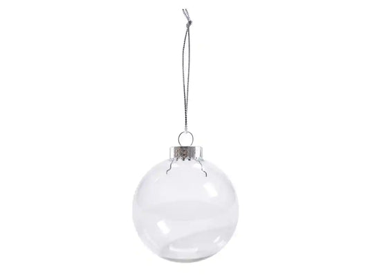 Seasonal Décor: 8.25cm DIY Round Plastic Ornament w/Met Cap+Cord