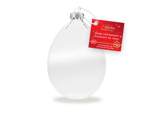 Seasonal Décor: 8x12cm DIY Flat Oval Clear Glass Ornament w/Met Cap