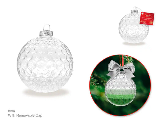 Seasonal Décor: 8cm DIY Ornate Ornament Glass w/Metal Hanger C) Disco Ball
