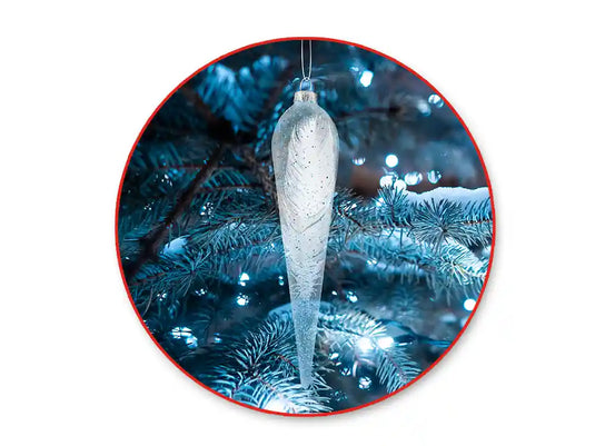 Seasonal Décor: 4.5cmx21cm Icicle Clear Glass Orn w/Metal Hanger