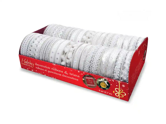 Seasonal Décor: Adornment Trims 3yrd Rolls A) Snow