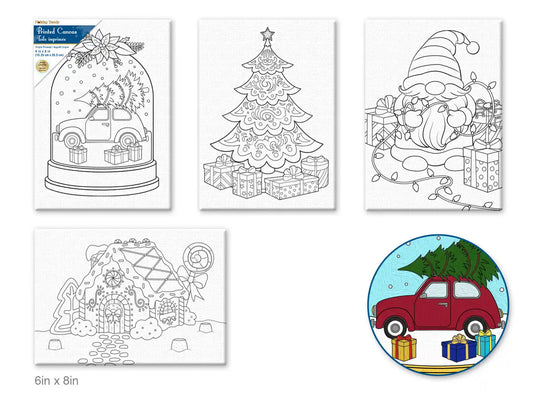 Holiday Canvas: 6"x8" Stretch Artist Printed Back-Stapled Ast 9eax4styles A) Seasonal Scenes