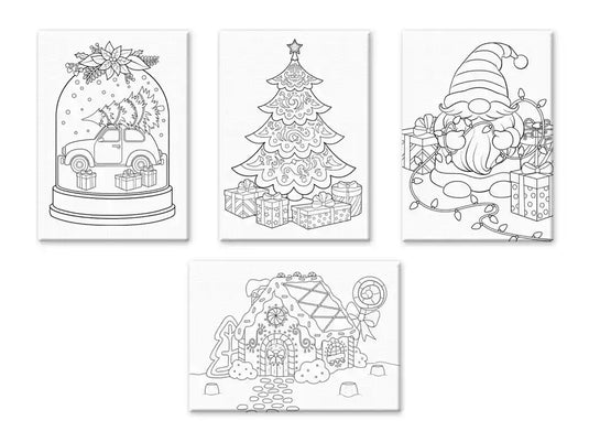 Holiday Canvas: 6"x8" Stretch Artist Printed Back-Stapled Ast 9eax4styles A) Seasonal Scenes