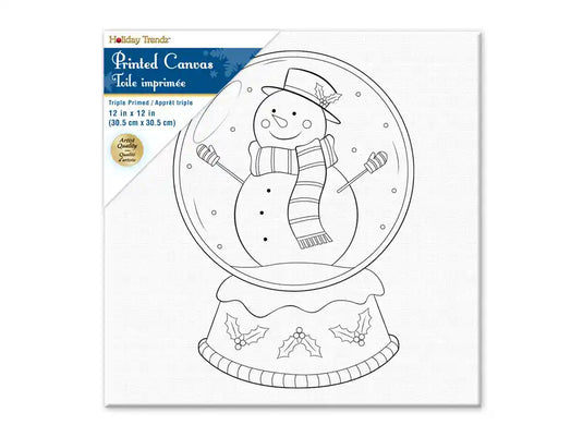 Holiday Canvas: 12"x12" Stretch Artist Printed Back-Stapled B) Snowman