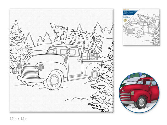 Holiday Canvas: 12"x12" Stretch Artist Printed Back-Stapled C) Bringin' Home the Tree