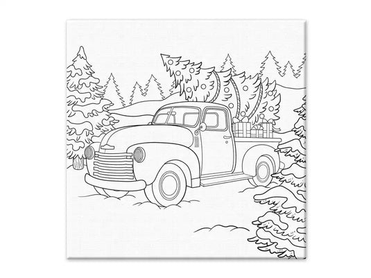 Holiday Canvas: 12"x12" Stretch Artist Printed Back-Stapled C) Bringin' Home the Tree