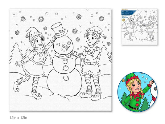 Holiday Canvas: 12"x12" Stretch Artist Printed Back-Stapled E) Holiday Pals