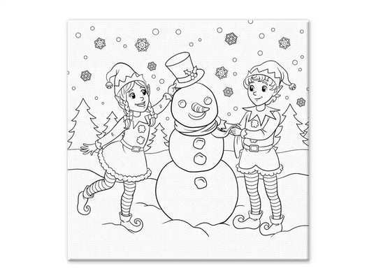 Holiday Canvas: 12"x12" Stretch Artist Printed Back-Stapled E) Holiday Pals