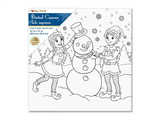 Holiday Canvas: 12"x12" Stretch Artist Printed Back-Stapled E) Holiday Pals