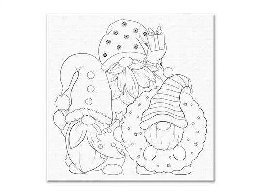 Holiday Canvas: 12"x12" Stretch Artist Printed Back-Stapled F) Gnome Santa